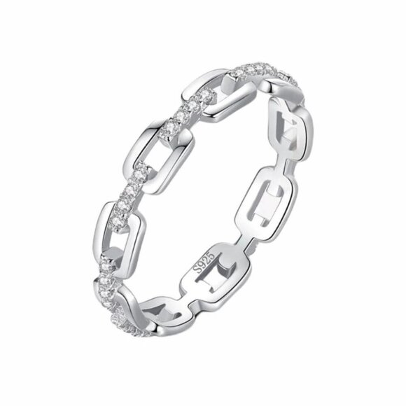925 Sterling Silver Links Ring - Picture 1 of 8